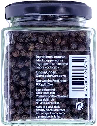 DAMUNE Organic Kampot Pepper Black Jar 100g